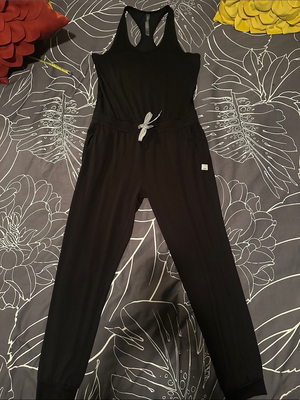 Vuori Black Racerback Jumpsuit with Drawstring Waist